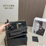 YSL Sunset 22cm Patent Leather Shoulder Bag - Image 9