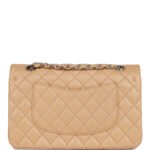 Chanel Classic Flag Bag Medium Classic Double Flap Bag Beige   Silver Hardware - Image 4