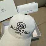 Balenciaga Baseball Cap - 3D Embroidery Canvas Leather Black/White - Image 2