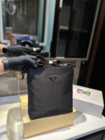PRADA Waterproof Canvas Crossbody Bag with Gold-plated Buckle