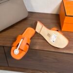 Hermes Oran H Square Heel High Heeled Sandals Slippers Shoes - Image 9