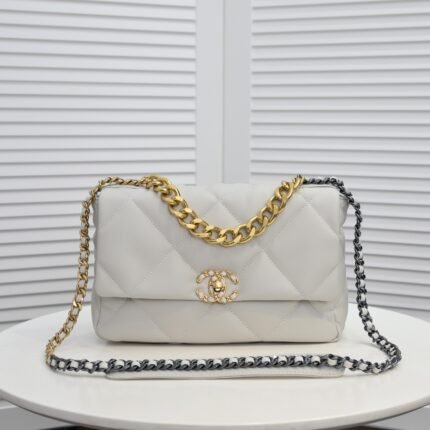 Chanel Lambskin Quilted Medium19 Flap Shoulder Bag Handbag