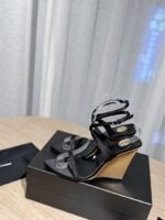 Saint Laurent YSL Thick Heeled Heels Sandals Slippers Shoes - Image 4