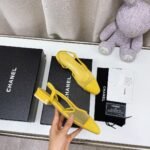 Chanel Chunky Heel High Heeled Rear Hollow Sandals Slipper Shoes - Image 3