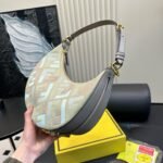 Fendi FF Logo Half Moon Bag Wristlet Shoulder Crossbody Tote Bag - Image 3