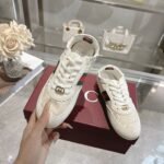 GG Elastic White Heart Sneakers - Cow Suede+GG Fabric Light Sporty Style