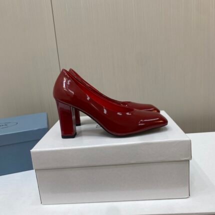 Prada Square Head High Heeled Chunky Sandals Slipper Rear Hollow Single Shoes