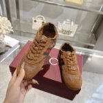 GG Elastic White Heart Sneakers - Cow Suede+GG Fabric Light Sporty Style - Image 4