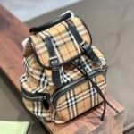 Burberry Stripe Unisex Backpack With Leather Trim