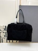 CHANEL 1S3273 Suede Calfskin Bowling Tote Bag