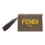 Fendi Old Flower LogoFF Zip Handbag Clutch Bag