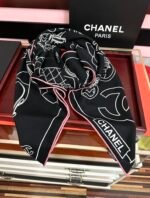 CHANEL 2025 140cm Silk-Cashmere Print Twilly Scarf - Image 6