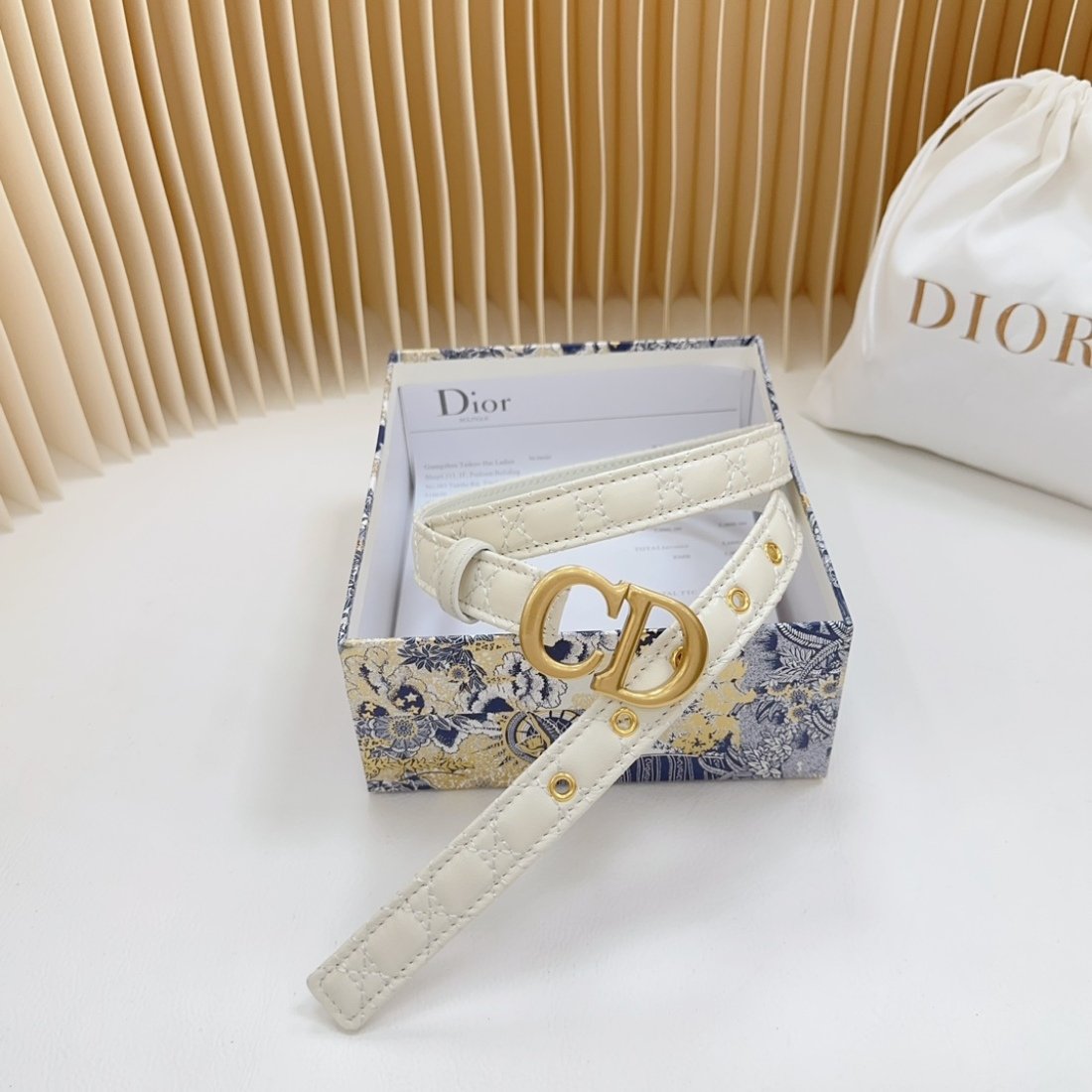 69EF62A9-EF2F-D1EF-D4F8-104F78EE37D6 Dior double sided sheepskin with calf leather, Women Belt 20MM - Image 1