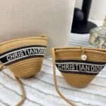 Dior Raffia Mini Bucket Bag