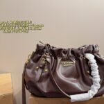 Prada Wrinkled Leather Motorcycle Tote Bag