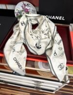 CHANEL 2025 140cm Silk-Cashmere Twilly Scarf - Image 9