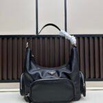 Prada 1A276 Convertible Top Handle Cotton Satin Lining Crossbody Bag