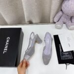 Chanel Chunky Heel High Heeled Rear Hollow Sandals Slipper Shoes - Image 4