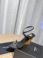 Saint Laurent YSL Thick Heeled Heels Sandals Slippers Shoes - Image 5