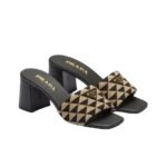 Prada Fabric Chunky Heels Sandals Slide
