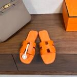 Hermes Oran H Square Heel High Heeled Sandals Slippers Shoes - Image 4