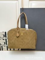 CHANEL 1S3273 Suede Calfskin Bowling Tote Bag - Image 10