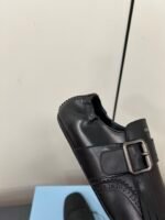 Prada 55Ss Vintage Hand Carved Leather Sculpted Buckle Flat Loafers Shoes - Image 8