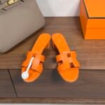 Hermes Oran H Square Heel High Heeled Sandals Slippers Shoes - Image 3