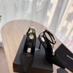 Saint Laurent YSL 25ss Big Rhinestone Pointed Toe Heeled  Sandals Shoes