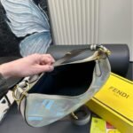 Fendi FF Logo Half Moon Bag Wristlet Shoulder Crossbody Tote Bag - Image 8