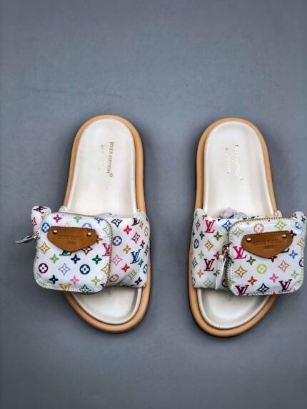 Louis Vuitton White Thick low Velcro slippers