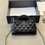 CHANEL 31 Mini  Chain Shoulder Bag Shiny Calf Leather