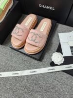 Chanel Double C Wooden Thick Bottom Pearls Heels Slippers Sandals Shoes - Image 6