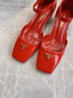 Prada Triangle Square Toe Chunky Heel Shoes Sandals Slipper Shoes - Image 7