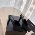 Saint Laurent YSL Rhinestone Heels Sandals Slipper Shoes