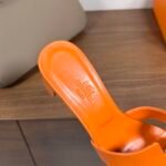 Hermes Oran H Square Heel High Heeled Sandals Slippers Shoes - Image 7