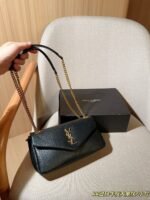 YSL Calypso Calfskin Chain Bag 26cm Elephant Grain 10A