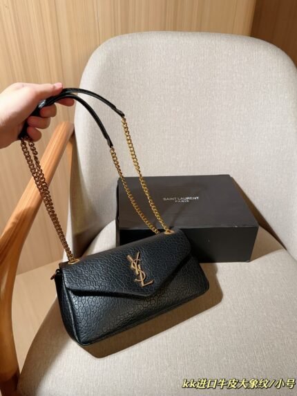 YSL Calypso Calfskin Chain Bag 26cm Elephant Grain 10A