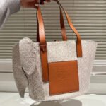 Loewe Basket Anagram Jacquard Fabric Patchwork Cowhide Tote Bag Shoulder Bag - Image 2