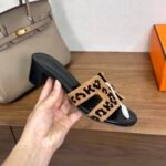Hermes Oran H Square Heel High Heeled Sandals Slippers Shoes - Image 6