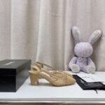 Chanel Chunky Heel High Heeled Rear Hollow Sandals Slipper Shoes