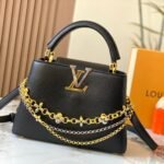 LV InfinityLuxe M26532 Black Gold Taurillon Leather Capucines BB Bag