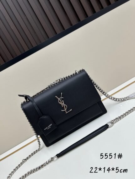 YSL Sunset 5551 Smooth Calfskin Chain Crossbody Bag