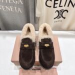 MiuMiu 2025SS Lucky Coin Loafer - Fur-Lined Celebrity-Loved Leather